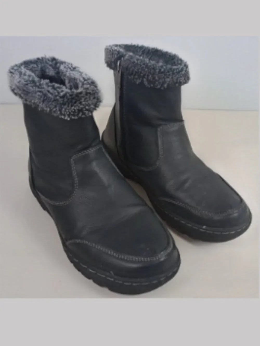 Khombu Womens 8M Black Addison Faux‎ Fur Winter Snow All Man Made Boots